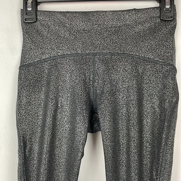 Lululemon Black w/Silver Flecks High Waist Leggings w/Drawcord & Pocket - Size 4 - Picture 2 of 10